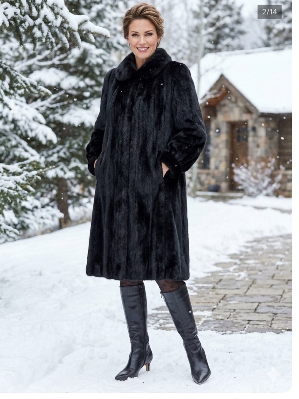 Mink Fur Coat, Western Furs, size 14-16 or XL. Black. 
Lined. Warm. 
Full length